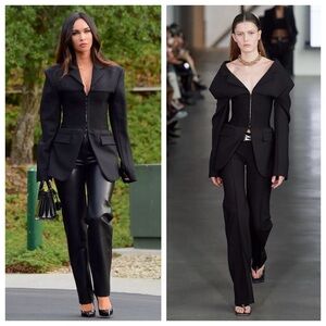 Dion Lee Corset Tube Blazer (Sz 4) Convertible Off Shoulder Wool Blend Black